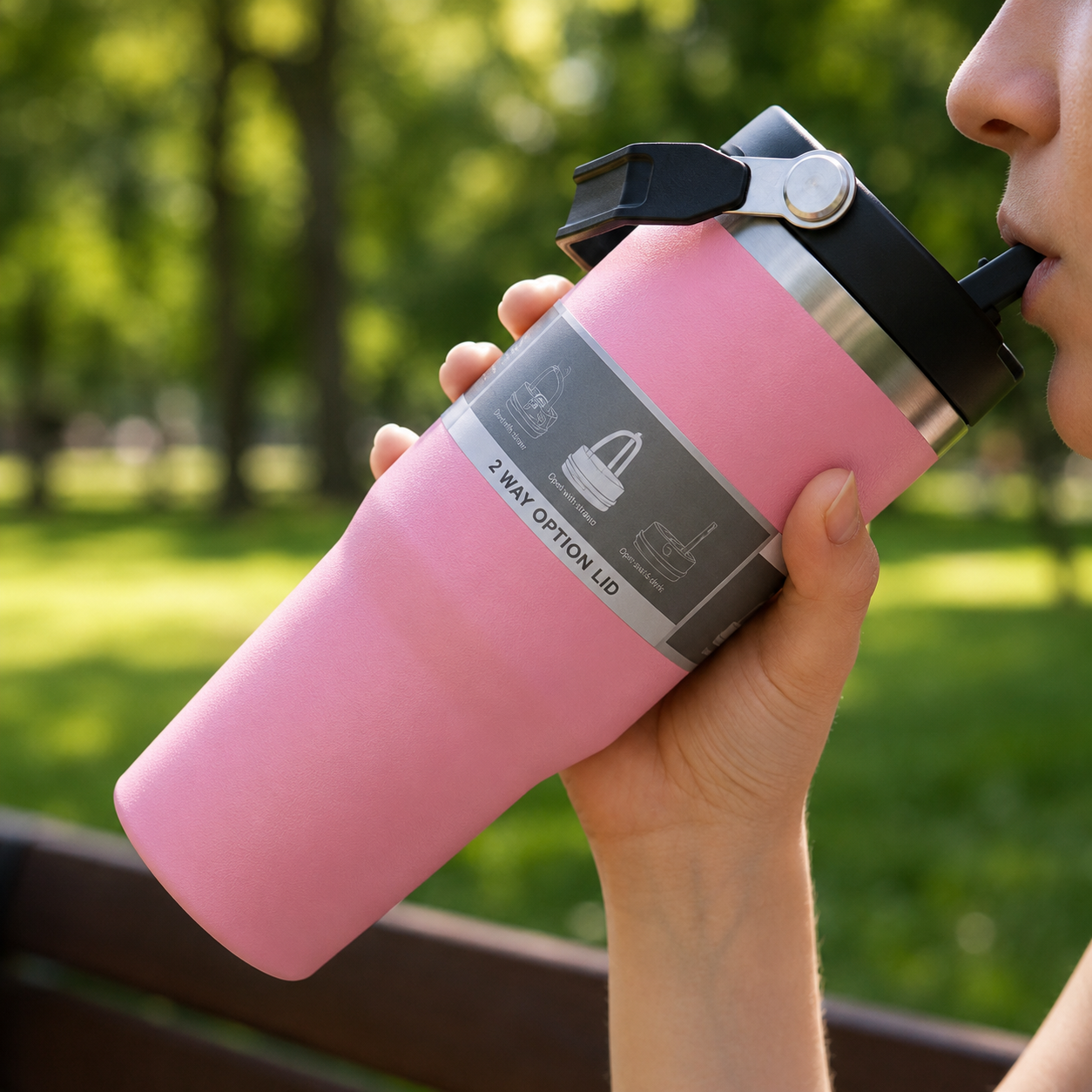 Nexlore HydraHalo Tumbler — 900ML Insulated Travel Tumbler with 2-Way Lid